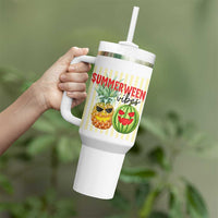 Funny Summerween Fruit Tumbler With Handle Spooky Pineapple Watermelon Graphic
