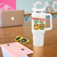 Funny Summerween Fruit Tumbler With Handle Spooky Pineapple Watermelon Graphic