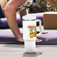 Funny Summerween Fruit Tumbler With Handle Spooky Pineapple Watermelon Graphic