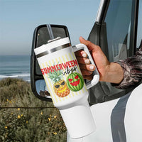 Funny Summerween Fruit Tumbler With Handle Spooky Pineapple Watermelon Graphic