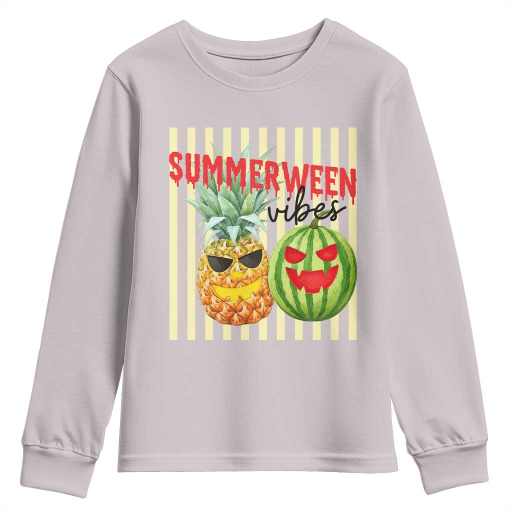 Funny Summerween Fruit Youth Sweatshirt Spooky Pineapple Watermelon Graphic
