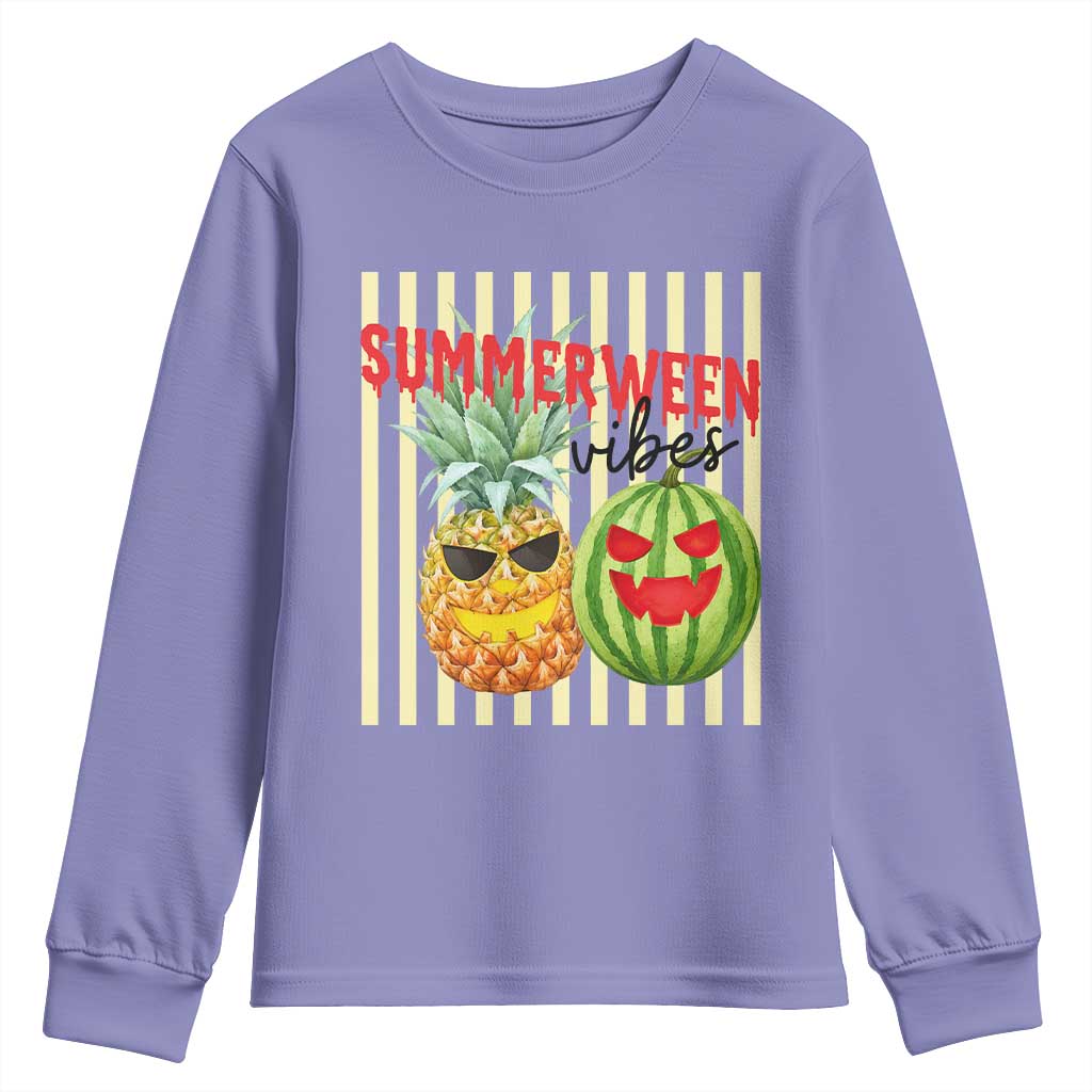 Funny Summerween Fruit Youth Sweatshirt Spooky Pineapple Watermelon Graphic