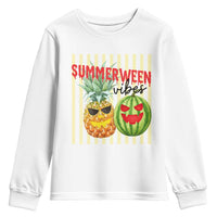 Funny Summerween Fruit Youth Sweatshirt Spooky Pineapple Watermelon Graphic