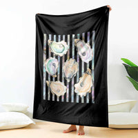 Striped Glitter Oyster Shell Throw Blanket Coastal Summer Ocean Gift
