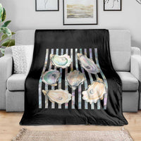 Striped Glitter Oyster Shell Throw Blanket Coastal Summer Ocean Gift