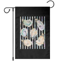 Striped Glitter Oyster Shell Garden Flag Coastal Summer Ocean Gift