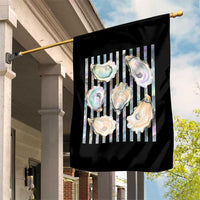 Striped Glitter Oyster Shell Garden Flag Coastal Summer Ocean Gift