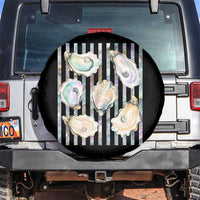 Striped Glitter Oyster Shell Spare Tire Cover Coastal Summer Ocean Gift