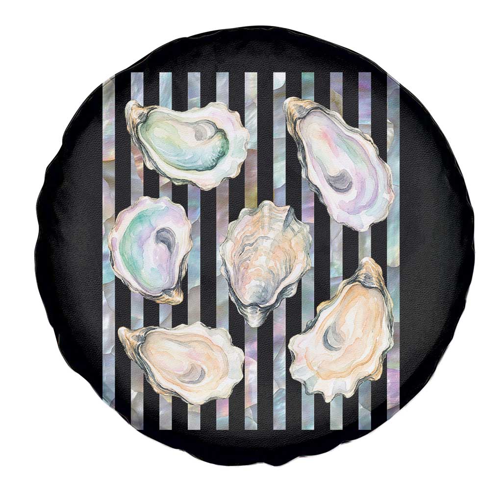 Striped Glitter Oyster Shell Spare Tire Cover Coastal Summer Ocean Gift