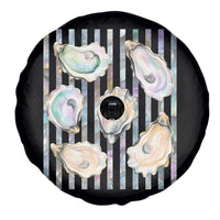 Striped Glitter Oyster Shell Spare Tire Cover Coastal Summer Ocean Gift