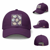 Striped Glitter Oyster Shell Baseball Cap Coastal Summer Ocean Gift