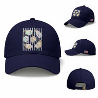 Striped Glitter Oyster Shell Baseball Cap Coastal Summer Ocean Gift