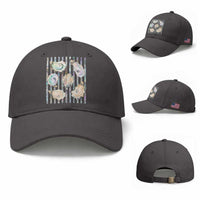 Striped Glitter Oyster Shell Baseball Cap Coastal Summer Ocean Gift