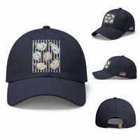 Striped Glitter Oyster Shell Baseball Cap Coastal Summer Ocean Gift