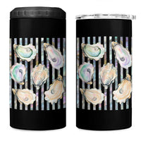 Striped Glitter Oyster Shell 4 in 1 Can Cooler Tumbler Coastal Summer Ocean Gift