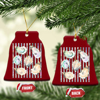 Striped Glitter Oyster Shell Ceramic Ornament Coastal Summer Ocean Gift