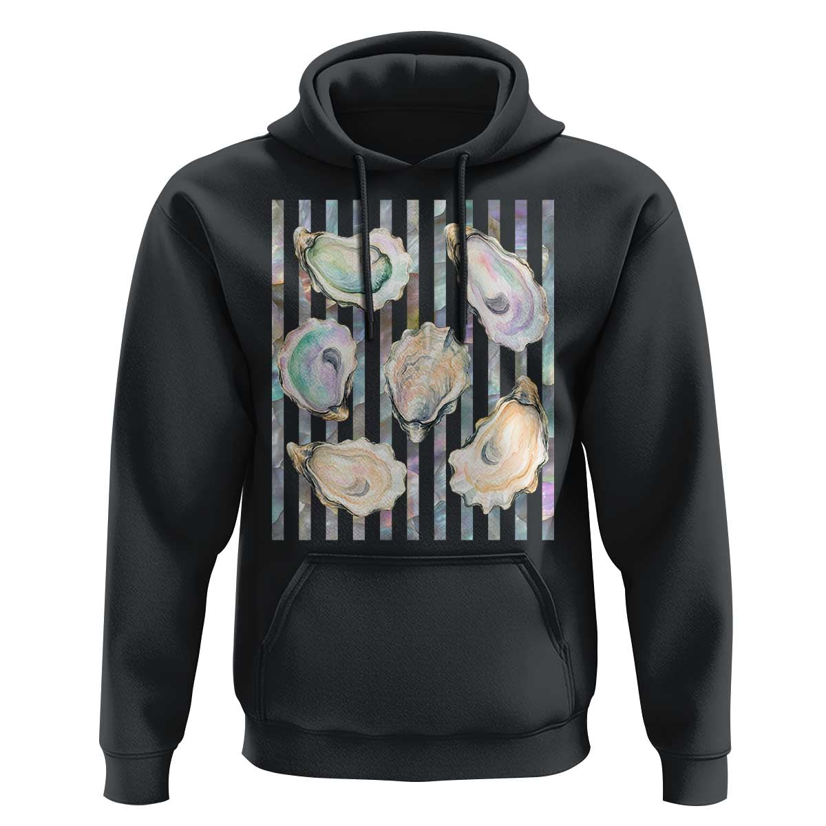 Striped Glitter Oyster Shell Hoodie Coastal Summer Ocean Gift