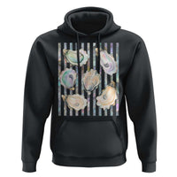 Striped Glitter Oyster Shell Hoodie Coastal Summer Ocean Gift