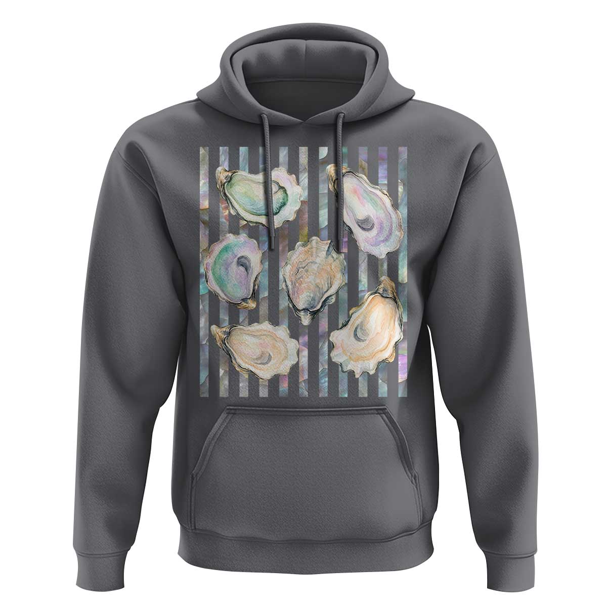 Striped Glitter Oyster Shell Hoodie Coastal Summer Ocean Gift