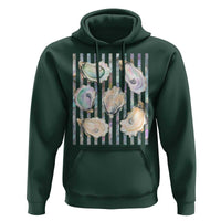 Striped Glitter Oyster Shell Hoodie Coastal Summer Ocean Gift