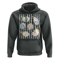 Striped Glitter Oyster Shell Hoodie Coastal Summer Ocean Gift