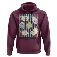 Striped Glitter Oyster Shell Hoodie Coastal Summer Ocean Gift