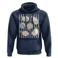 Striped Glitter Oyster Shell Hoodie Coastal Summer Ocean Gift