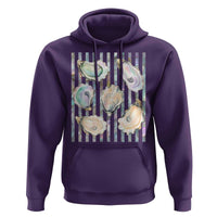 Striped Glitter Oyster Shell Hoodie Coastal Summer Ocean Gift
