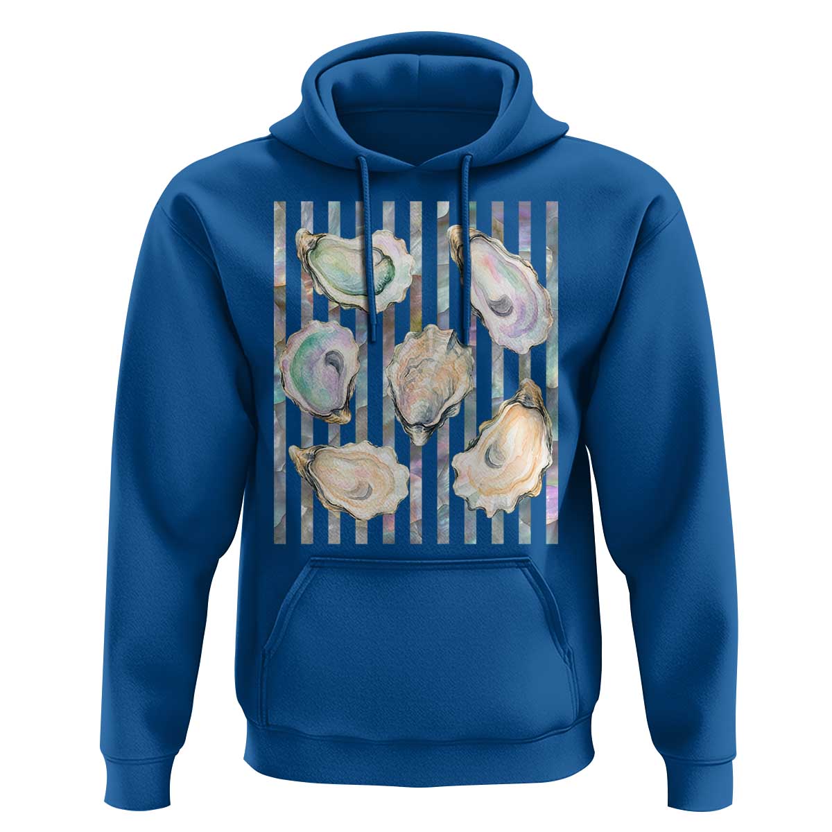 Striped Glitter Oyster Shell Hoodie Coastal Summer Ocean Gift