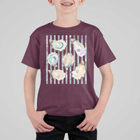 Striped Glitter Oyster Shell T Shirt For Kid Coastal Summer Ocean Gift