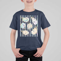 Striped Glitter Oyster Shell T Shirt For Kid Coastal Summer Ocean Gift