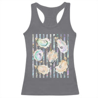 Striped Glitter Oyster Shell Racerback Tank Top Coastal Summer Ocean Gift
