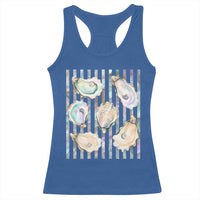 Striped Glitter Oyster Shell Racerback Tank Top Coastal Summer Ocean Gift