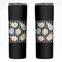 Striped Glitter Oyster Shell Skinny Tumbler Coastal Summer Ocean Gift