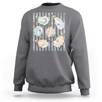 Striped Glitter Oyster Shell Sweatshirt Coastal Summer Ocean Gift