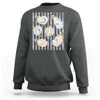 Striped Glitter Oyster Shell Sweatshirt Coastal Summer Ocean Gift