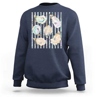 Striped Glitter Oyster Shell Sweatshirt Coastal Summer Ocean Gift
