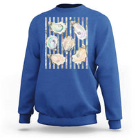 Striped Glitter Oyster Shell Sweatshirt Coastal Summer Ocean Gift