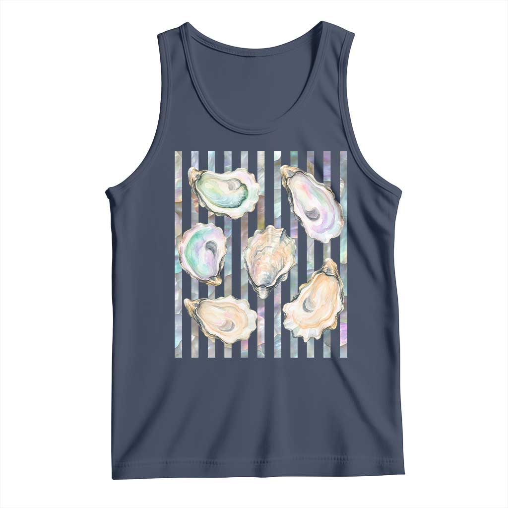 Striped Glitter Oyster Shell Tank Top Coastal Summer Ocean Gift