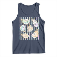 Striped Glitter Oyster Shell Tank Top Coastal Summer Ocean Gift