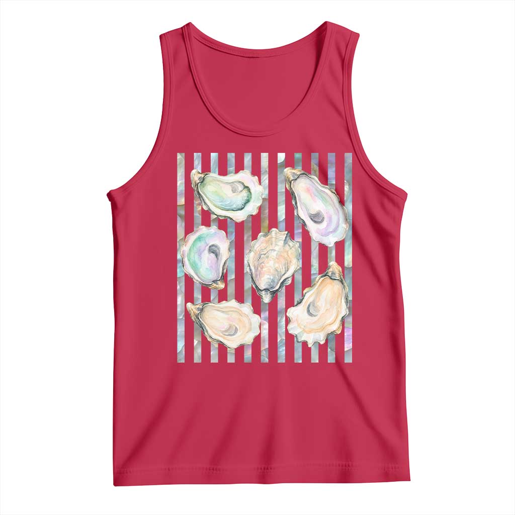 Striped Glitter Oyster Shell Tank Top Coastal Summer Ocean Gift