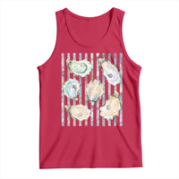 Striped Glitter Oyster Shell Tank Top Coastal Summer Ocean Gift