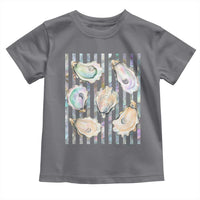 Striped Glitter Oyster Shell Toddler T Shirt Coastal Summer Ocean Gift