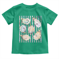 Striped Glitter Oyster Shell Toddler T Shirt Coastal Summer Ocean Gift