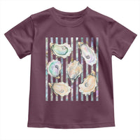 Striped Glitter Oyster Shell Toddler T Shirt Coastal Summer Ocean Gift