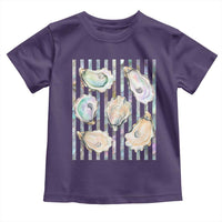 Striped Glitter Oyster Shell Toddler T Shirt Coastal Summer Ocean Gift