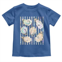 Striped Glitter Oyster Shell Toddler T Shirt Coastal Summer Ocean Gift
