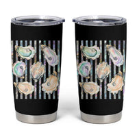 Striped Glitter Oyster Shell Tumbler Cup Coastal Summer Ocean Gift