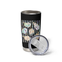 Striped Glitter Oyster Shell Tumbler Cup Coastal Summer Ocean Gift