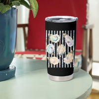 Striped Glitter Oyster Shell Tumbler Cup Coastal Summer Ocean Gift